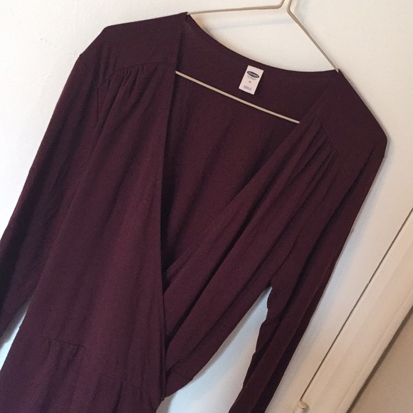 Old Navy Dresses & Skirts - Old Navy asymmetrical burgundy wrap dress